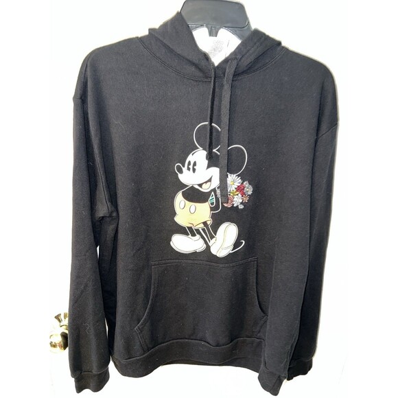 Disney Sweatshirt Womens XXL Black Embroidered Pullover Hoodie Mickey Mouse New - Picture 8 of 8